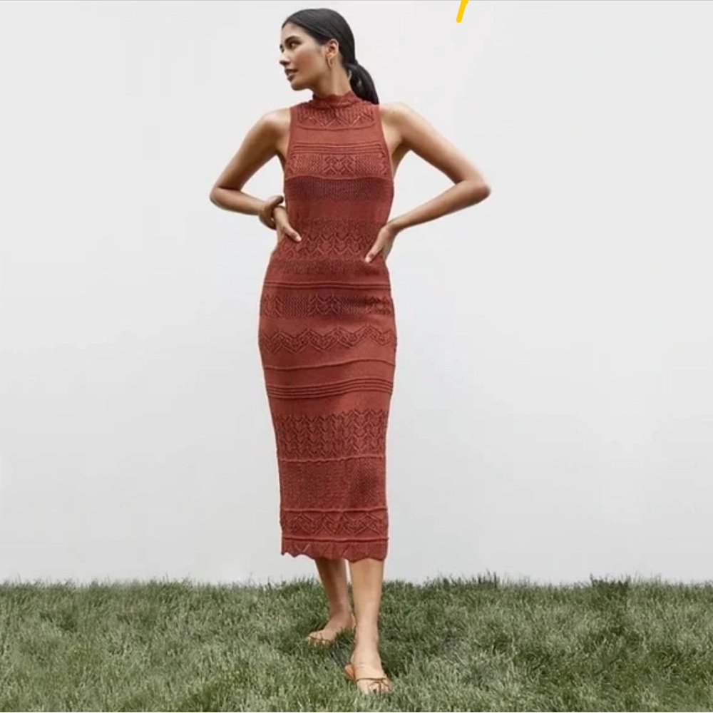 Anthropologie Crochet Midi Dress XS